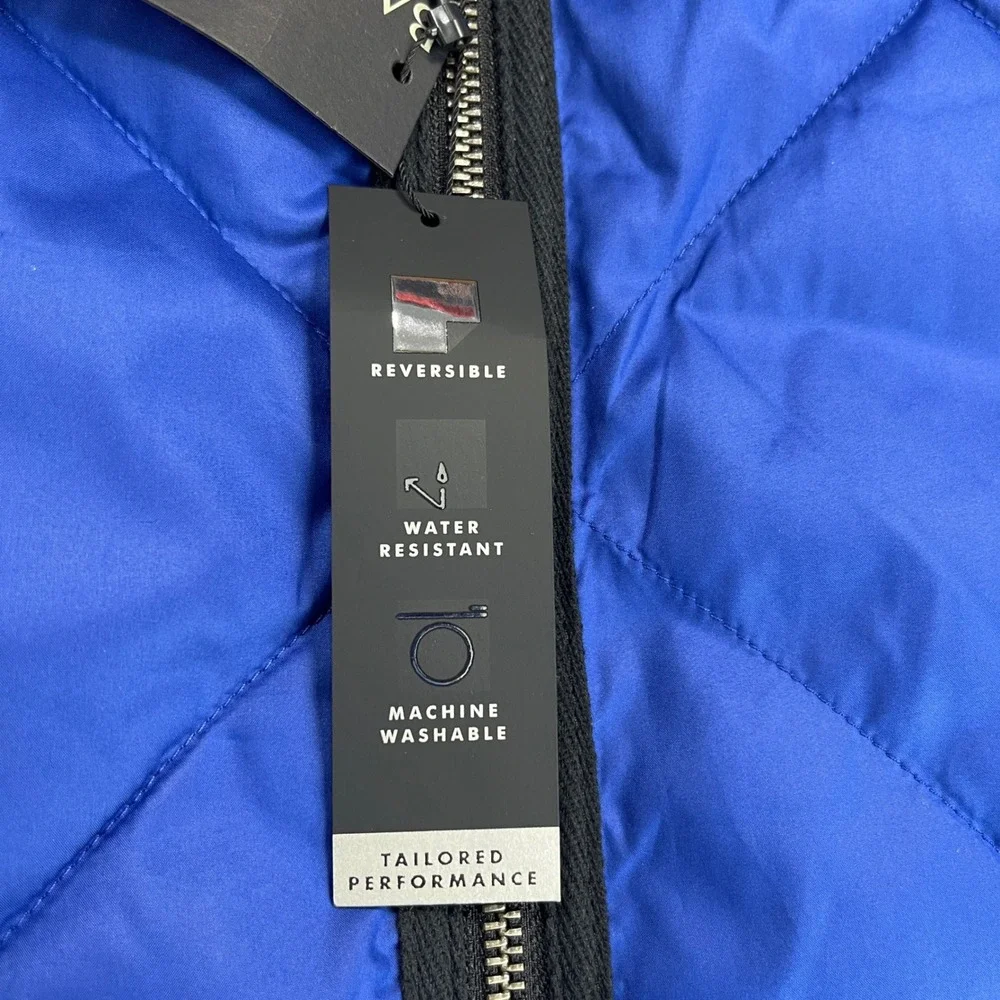 Banana Republic Reversible Quilted Puffer Performance Vest Mens M Black Blue NWT